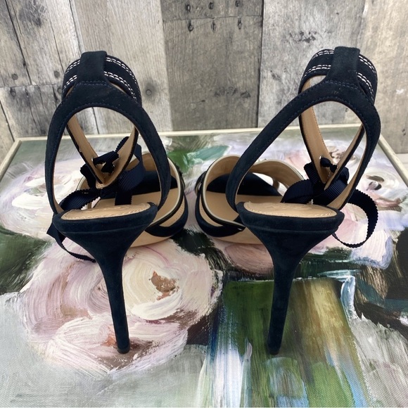 Tory Burch Sea Star Starfish Beaded Pearl Ribbon Tie Strappy Heels Size 10. - Picture 9 of 15